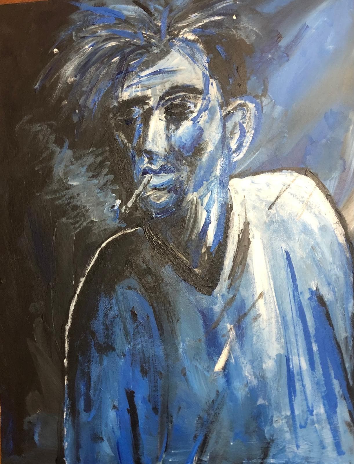 Smoking Blues, Acrylic on canvas, 2024.