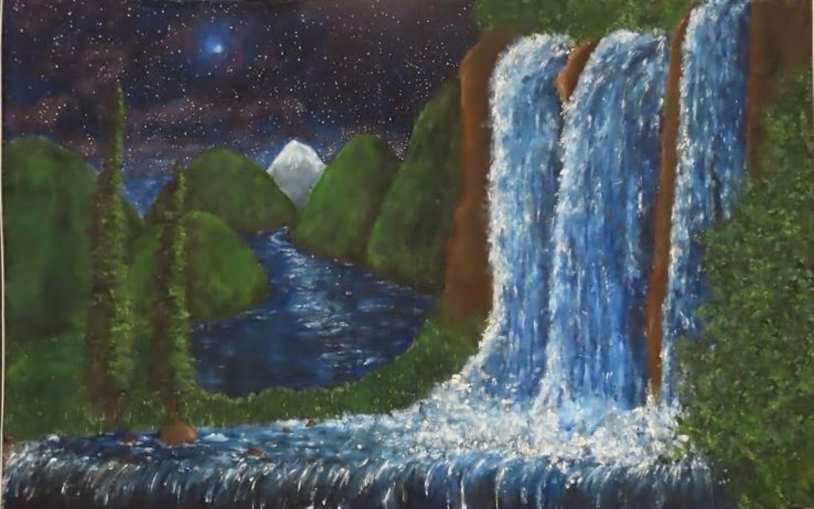 Waterfall Landscape, Oil on canvas, 2025.